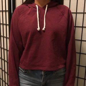 Burgundy cropped hoodie